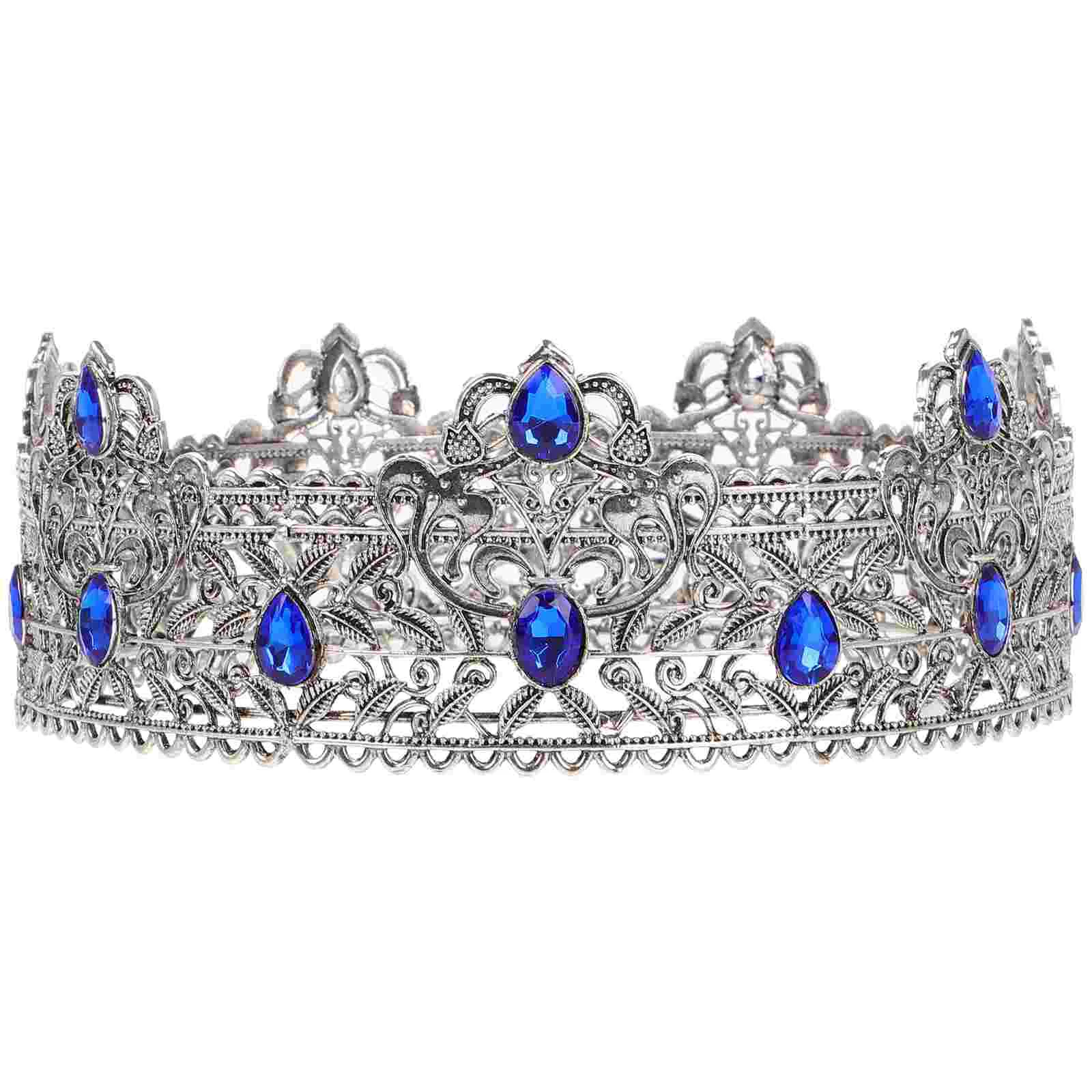 Gothic Costume Crowns Crowns Tiara Crystal Headband Birthday Party Crown Wedding Tiaras Round for Halloween Hair A