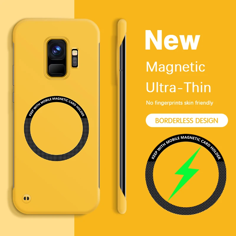 Sleek Magnetic Frameless Hard Candy Color Phone Case with Wireless Charging Support