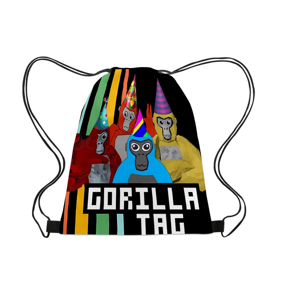 

Новый 3D-Рюкзак на шнурке с биркой Gorilla, школьный рюкзак с карманами и принтом