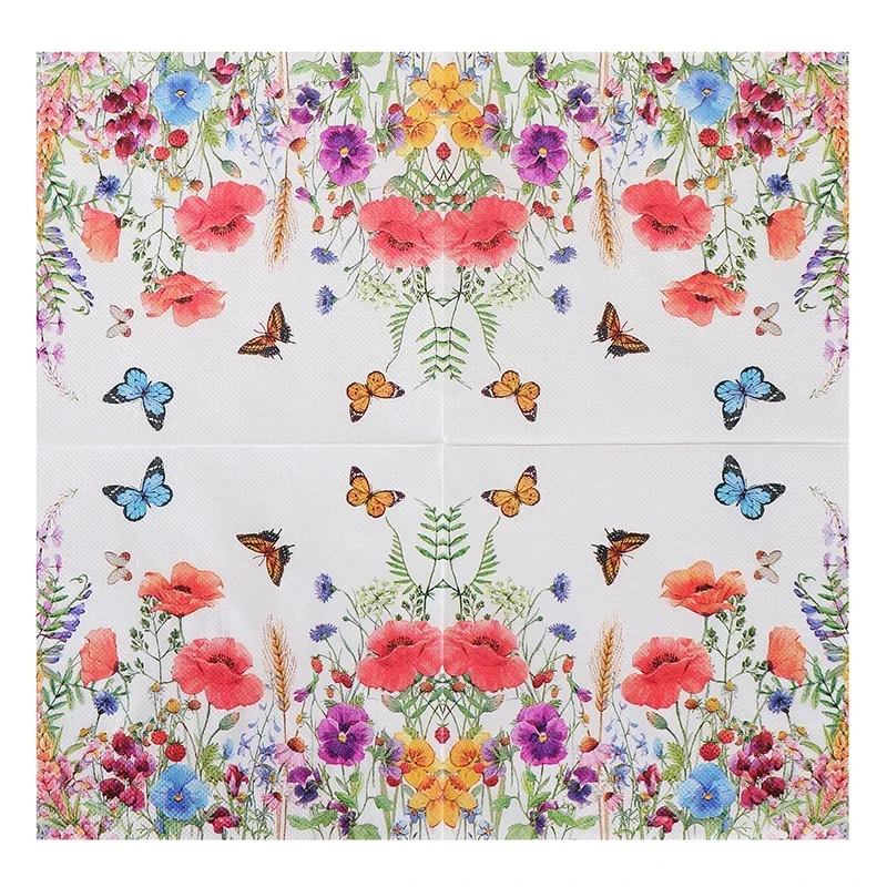 Floral Printed Paper Napkins Restaurant Hotel Party 20pcs/pac 33cm Wood Pulp