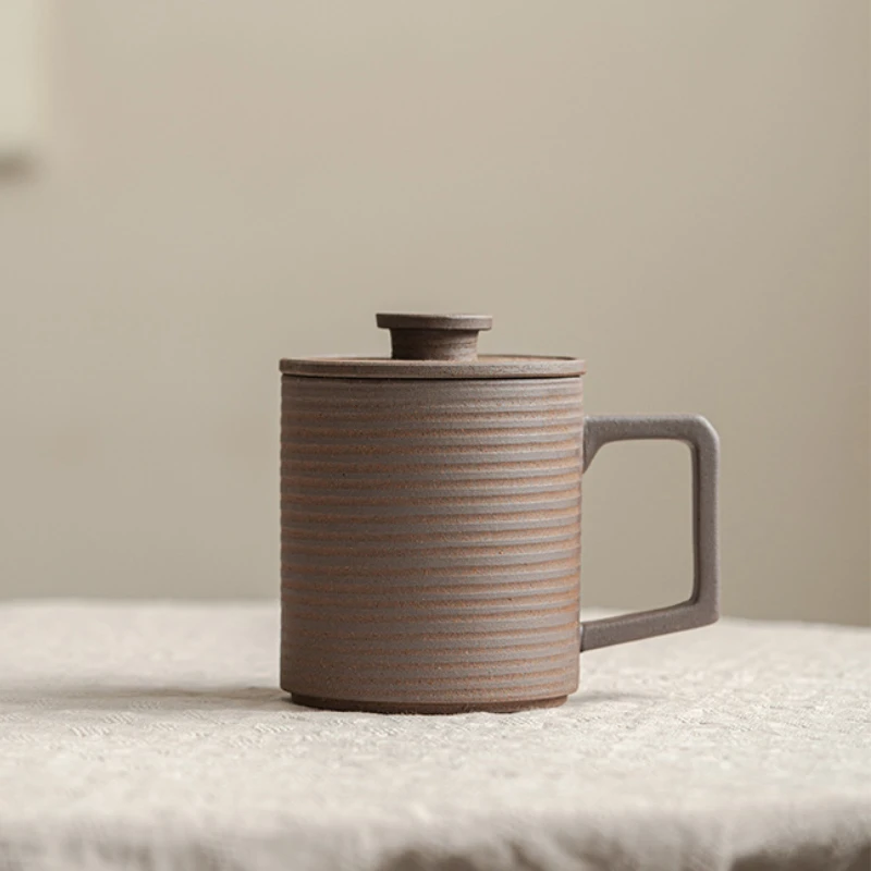 

Vintage Stoneware Mug 400ml Ceramic Mug for Home Creative Mug with Lid Large Capacity Milk Mug Coffee Mug Tea Cup Drinkware Type