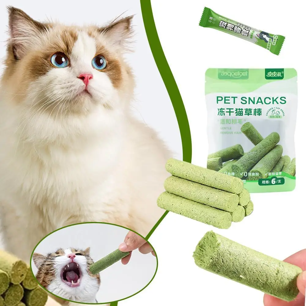 6Pieces Cat Grass Teeth Grinding Stick Pet Snacks Hairball Removal Mild Hair Row Ready To Eat Cat Baby Teeth Cleaning Sticks cat grass teeth grinding sticks