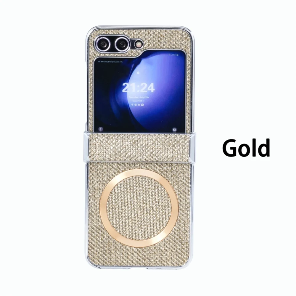 Luxury Glitter Magnetic Case with Wireless Charging Hinge Protection