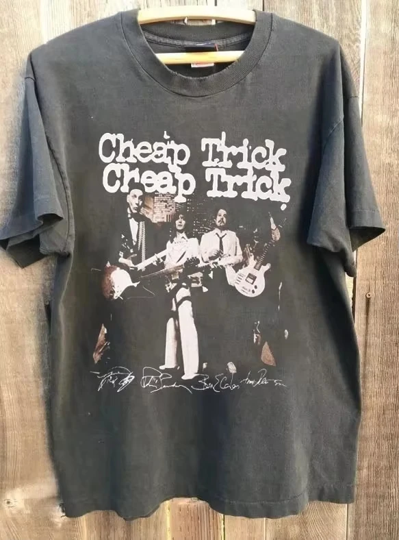 Vintage Cheap Trick T-Shirt aus Baumwolle, Kurzarm, Sommer, für Herren und Damen, locker und atmungsaktiv
