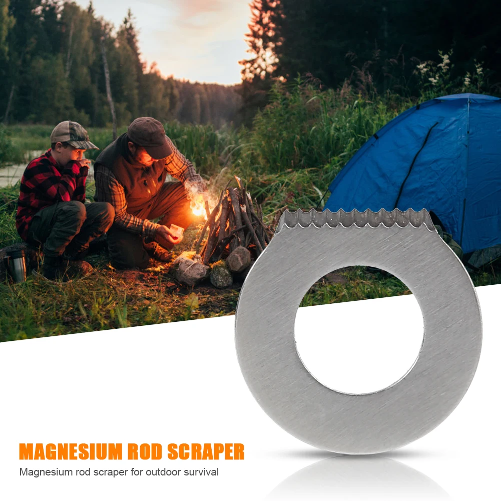 Outdoor Survival Camping Scraper Stainless Steel Stone Fire Starter Multifunctional Flint Scraper Portable for Camping Hiking