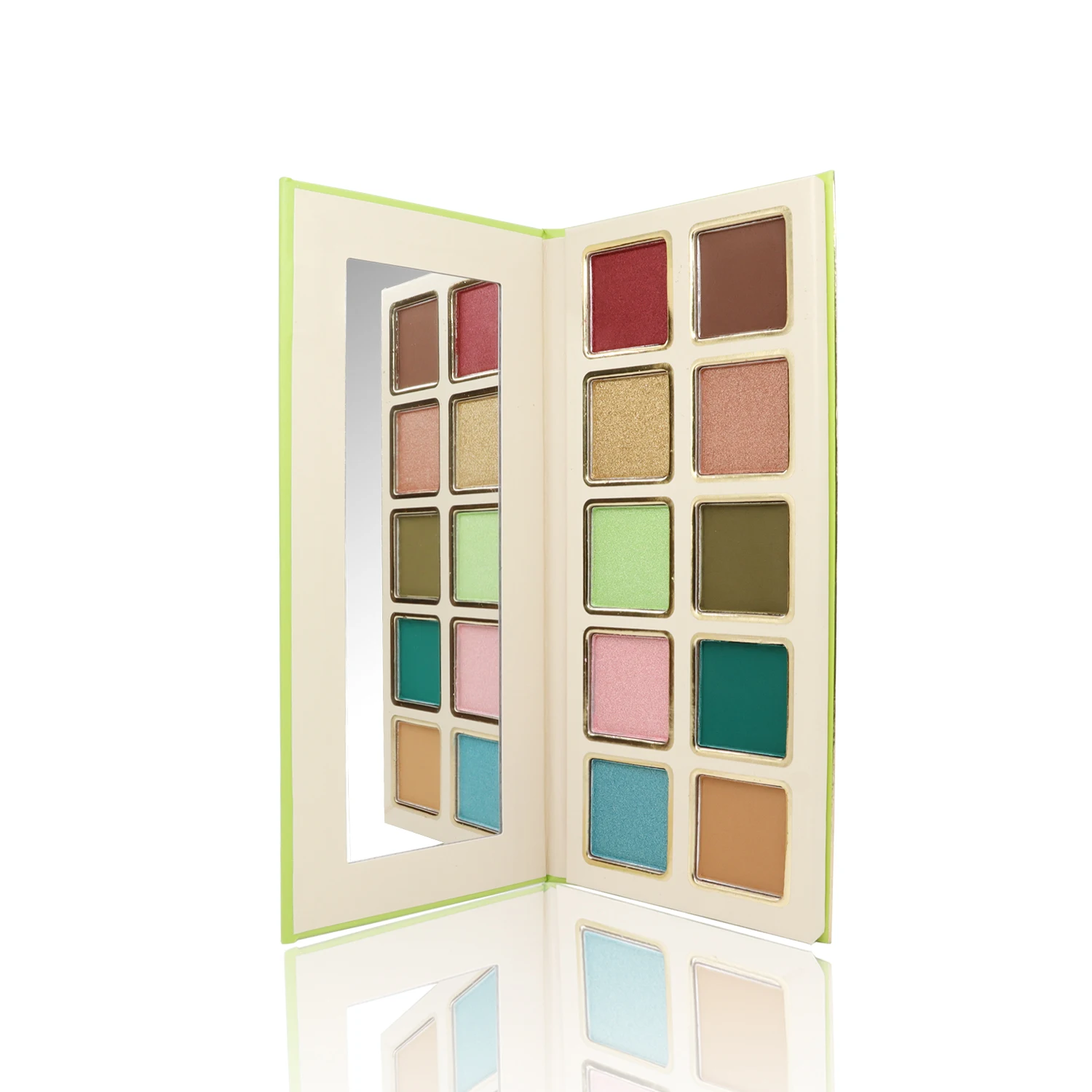 

Green Plate Multicolored Eye Shadow Makeup Palette Glitter Private Label Custom Bulk Beauty