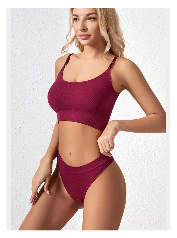 Damen Dessous Set Seamless Bralette Mit Slip Für Damen_voghion.com