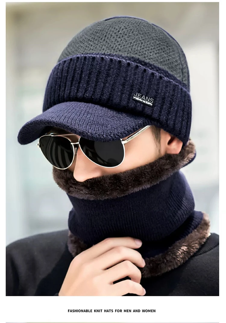 Neue Acryl-Woll mütze für Winter und ältere Fleece dicke Strick mütze Outdoor-Kälteschutz und Wärme – Detail 13