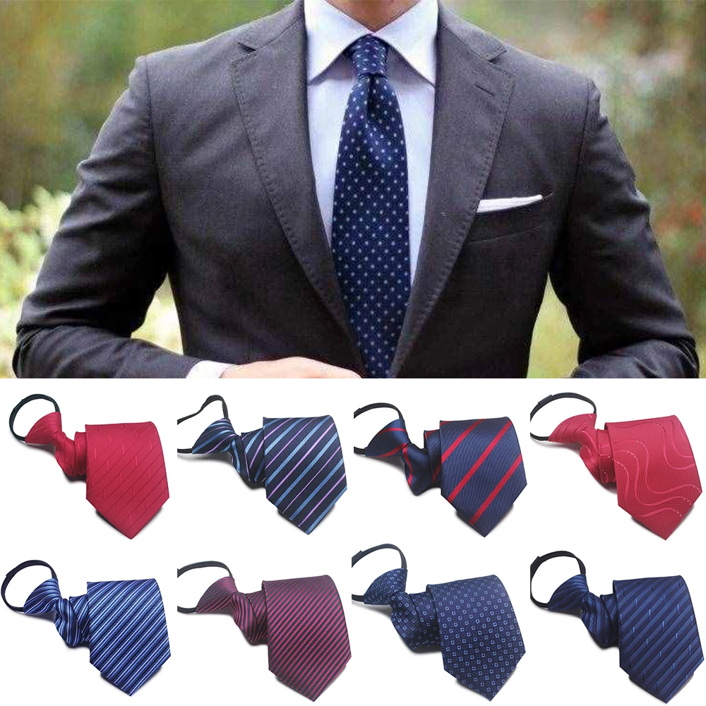 

8cm Plaids Men's Tie Cravat Jacquard Necktie for Men Accessories Lazy Zipper Daily Wear Fashion Business Tie Wedding Party Gift