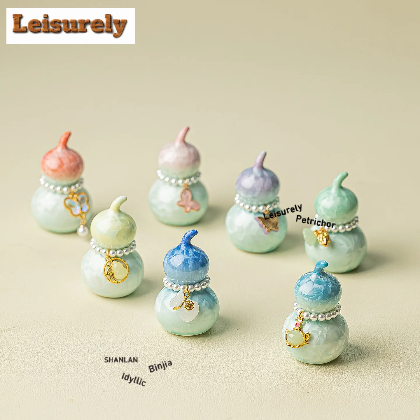 Creative Crystal Glaze Gradient Ramp Small Gourd Tea Pet Traditional Exquisite Miniatures Tea Figurine Play Toys Tea Ornaments