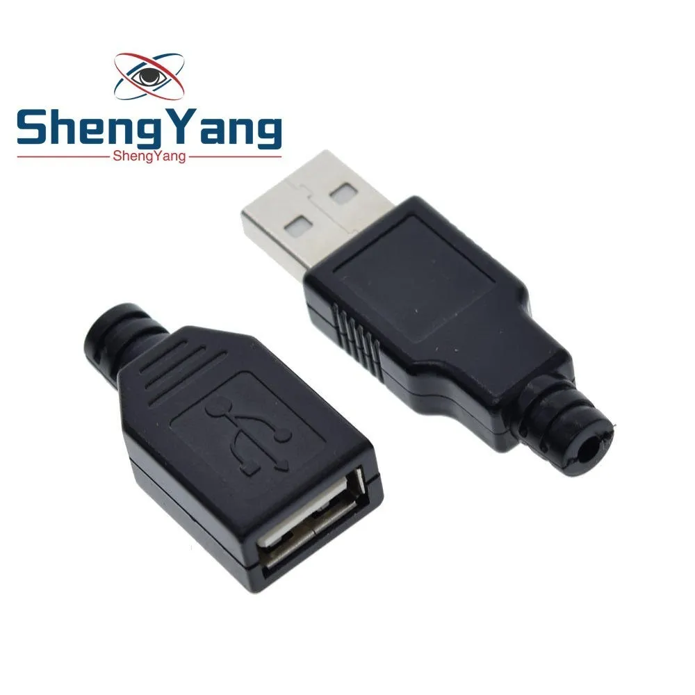 1Set Typ A Stecker USB 4 Pin Stecker Buchse Stecker + TZT Typ A Buchse USB 4 Pin Stecker buchse Stecker Mit Schwarz Kunststoff Abdeckung