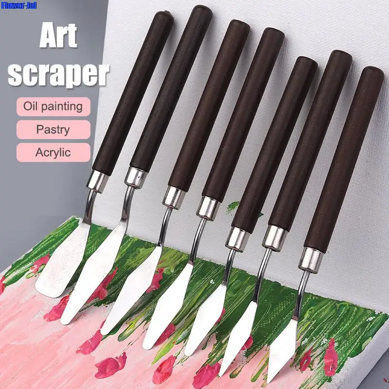 

1pc/7pcs Stainless Steel Spatula Kit Palette Gouache Supplies For Oil Painting Knife Fine Arts Painting Tool Set Flexible Blades