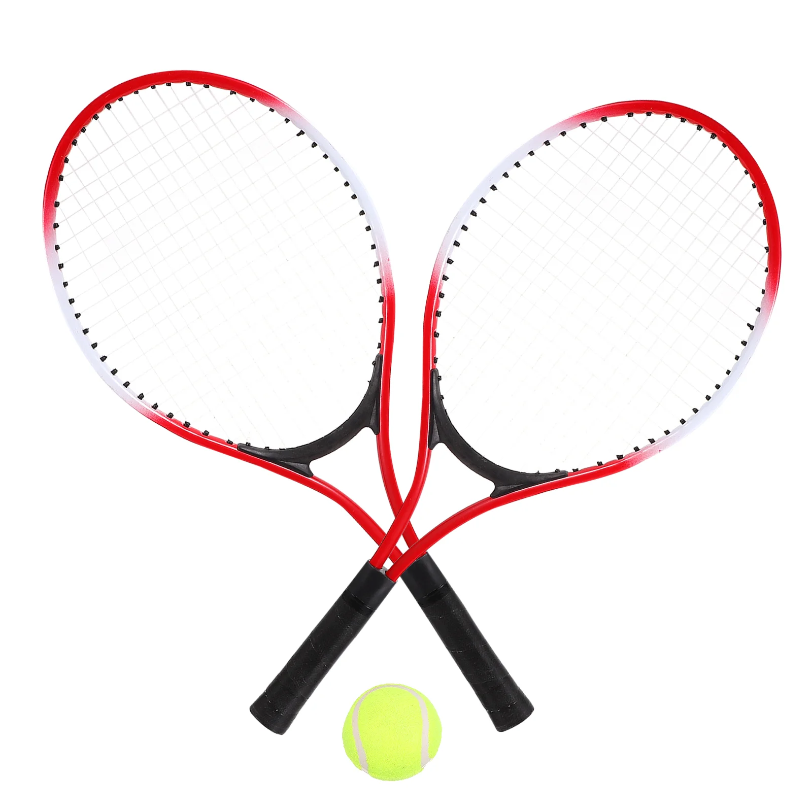 Two Tennis Rackets Set Lightweight Kids Sports Toy Children Outdoor Leisure Toy Safe Durable Handle Flexible Cable Oval Racket