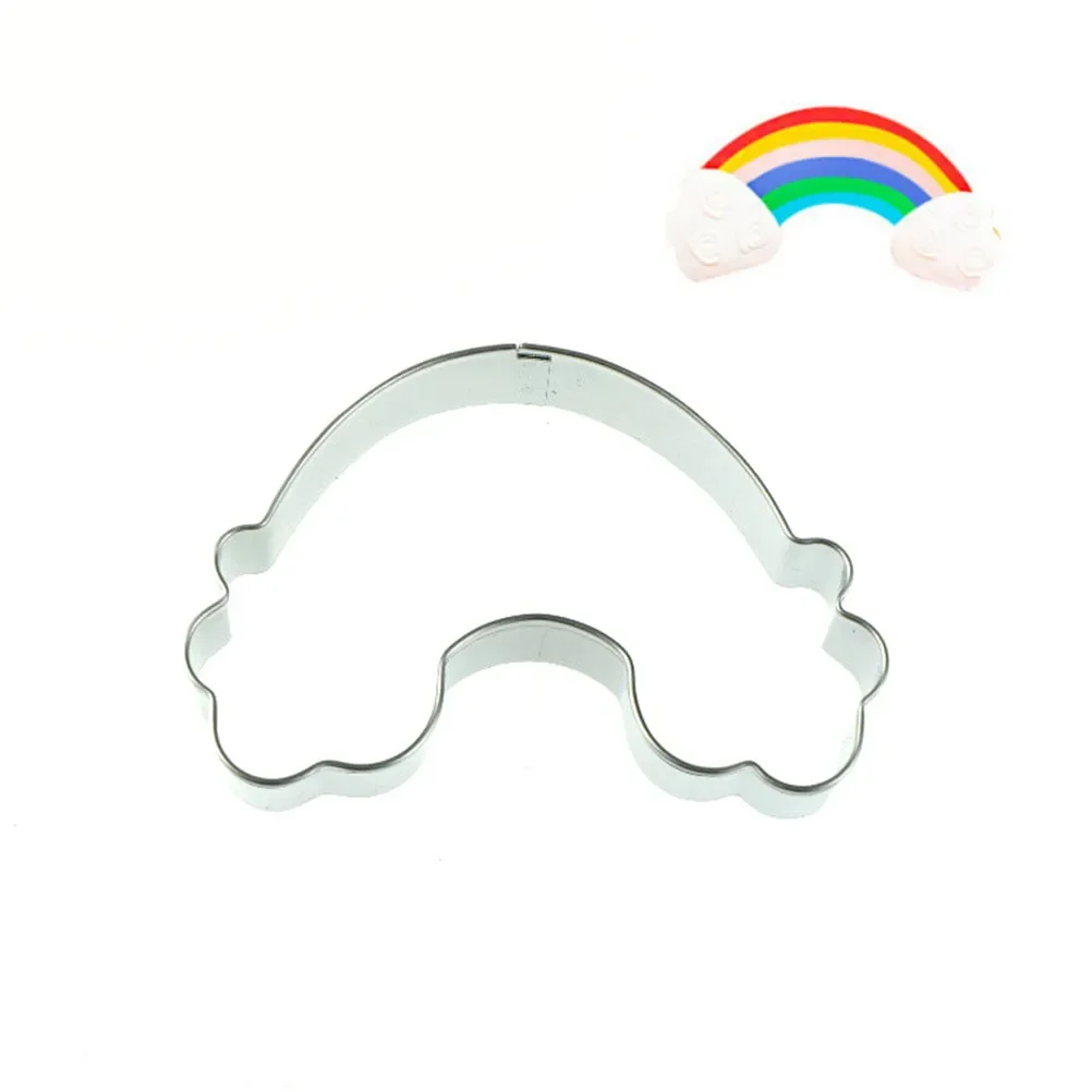 Hot 1pc Lovely Stainless Steel Rainbow Shape 3D Fondant Cake Decorating Tools DIY Pastry Biscuit Baking s Mouds