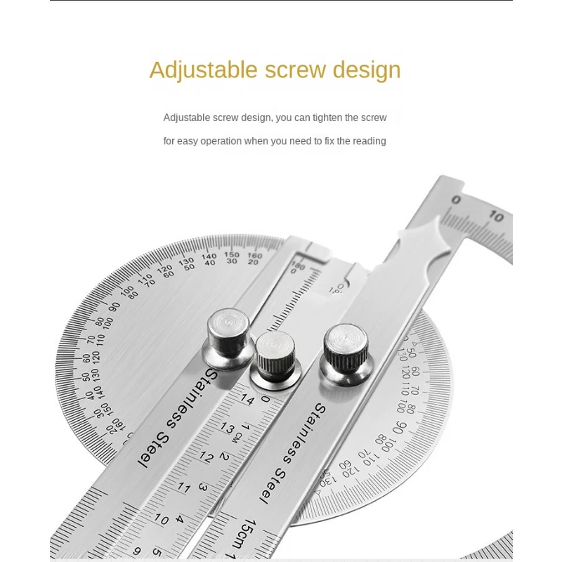 Stainless Steel Angle Gauge Round Head Caliper Measuring Ruler Vastar 180 Degree Adjustable Protractor 2