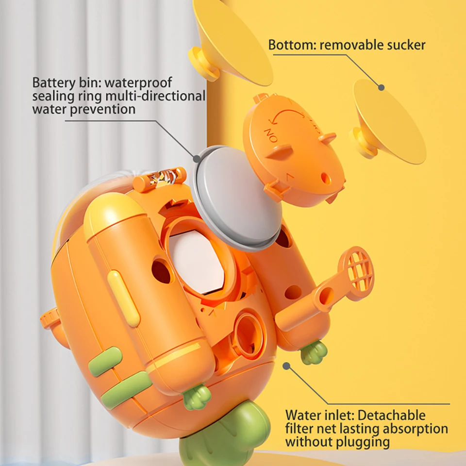 Soffione Doccia Intelligente Per Bambini A Forma Di Elefante | Pompa Acqua Con Controllo Temperatura E Luci LED | Giocattolo Da Bagno Sicuro In Silicone - 4