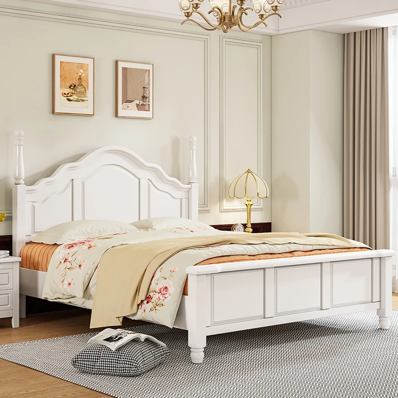 

White Modern Nordic Double Bed Bedroom Simple Glamorous Design Floor Twin Bed Queen Storage Camas De Casal Bedroom Furniture