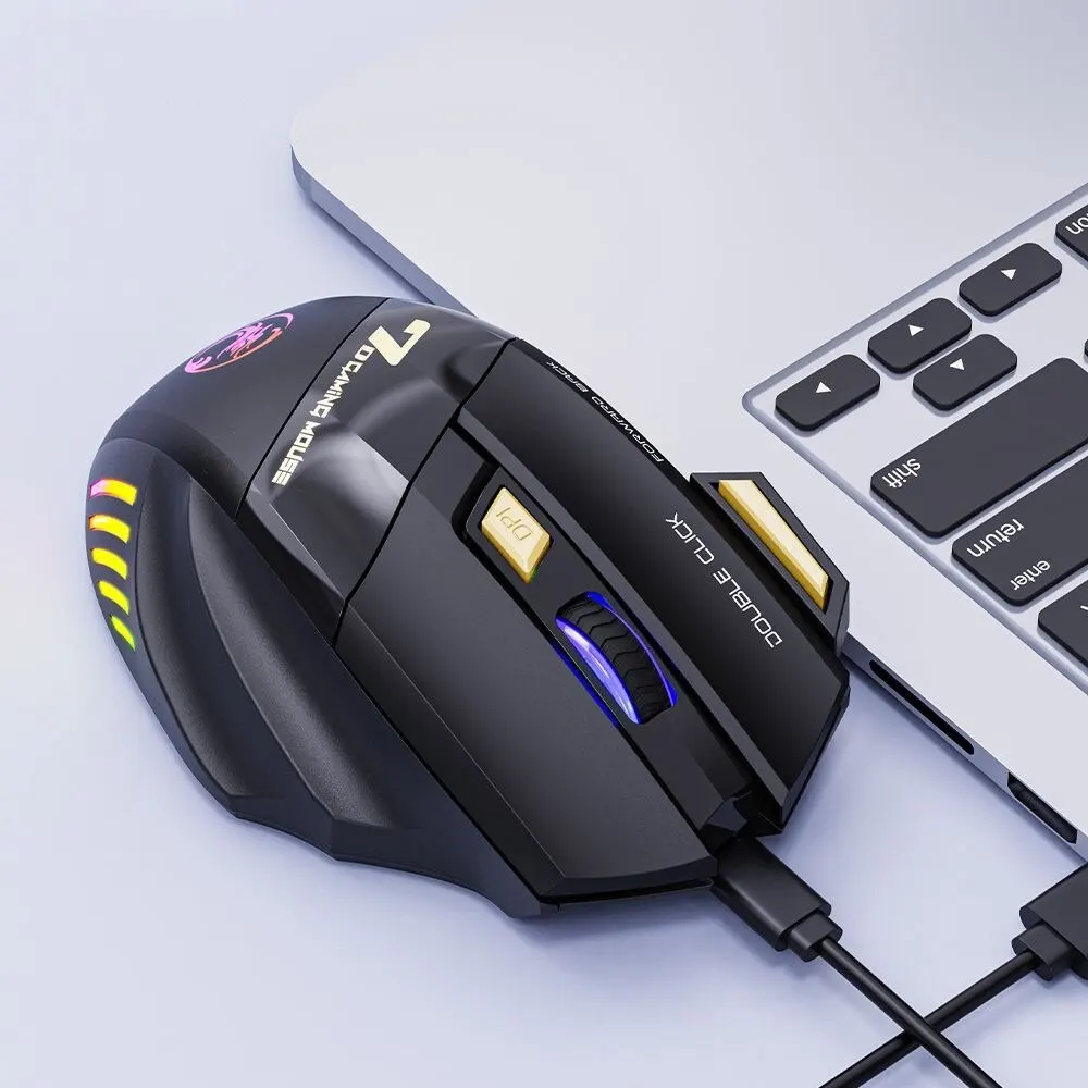 Wireless Gaming Mouse USB IMICE GW-X7 3200DPI Dual Mode Rechargeable 7 Keys 2.4Ghz Silent Mouse Bluetooth 7-color Breathing LED — view 4