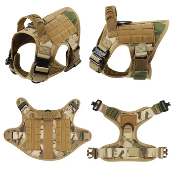 Large Dog Harness Collar Leash Set Military Dog Harnesses Pet Tactical Vest Training German Shepherd For Medium Large Dogs 4