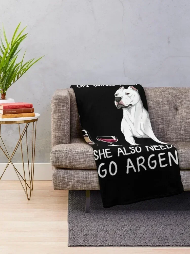 Dogo Argentino and Wine Funny Dog Throw Blanket Retro Warm Bedding for Bed Sofa Outdoor Travel Cover Sofa Carpet
