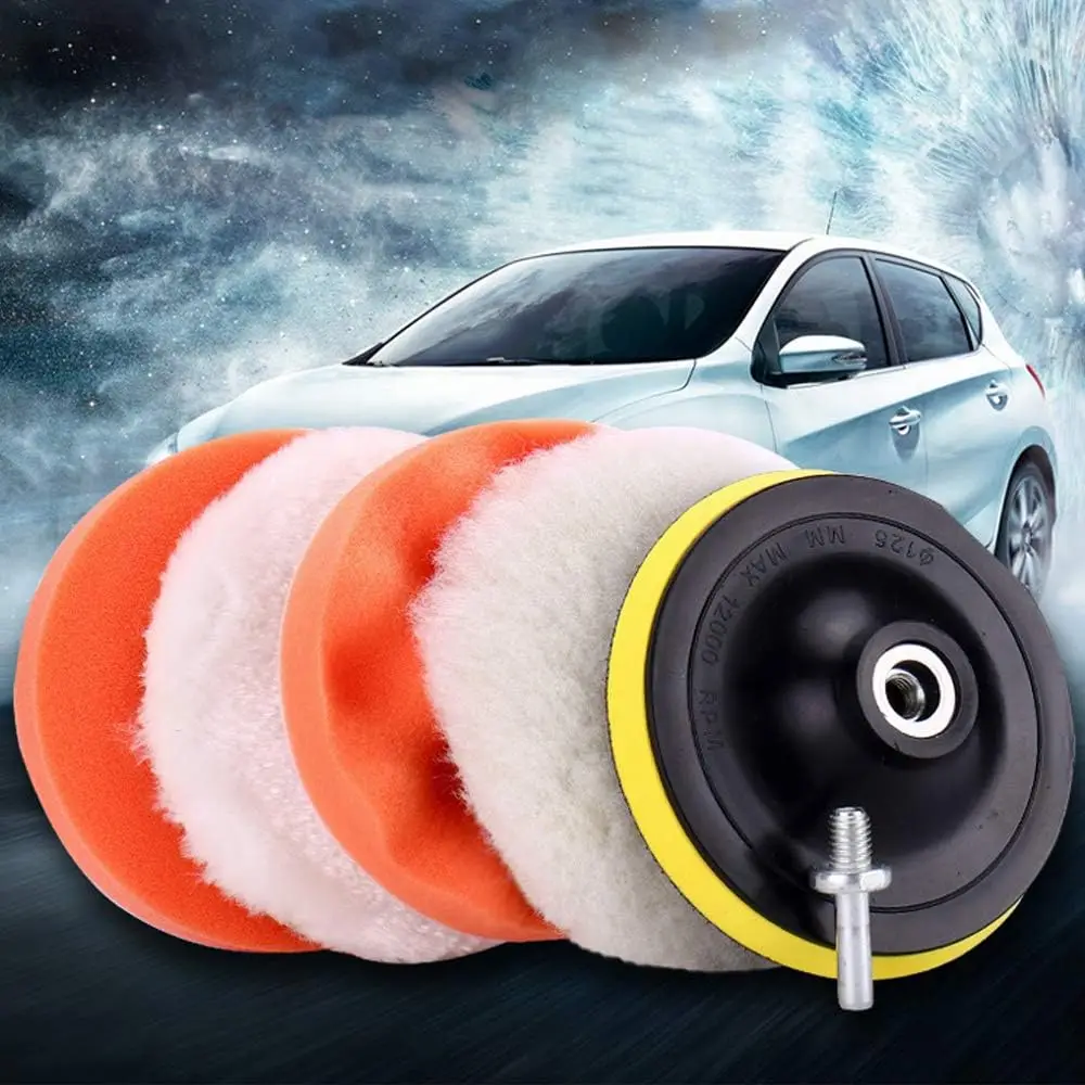 Car Polishing Pad Kit 3/4/5 Inch 6 Pcs ing Pad and Wool Drill M10 Drill Adapter Car Cleaning & Polish car polishing pad,car polish pad,car polishing sponge,wool polishing pad,polishing wheel kit,wool polishing head,drill adapter for polishing