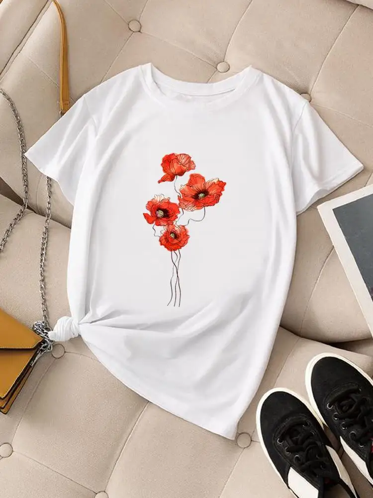 

Женская футболка с коротким рукавом, круглым вырезом и принтом