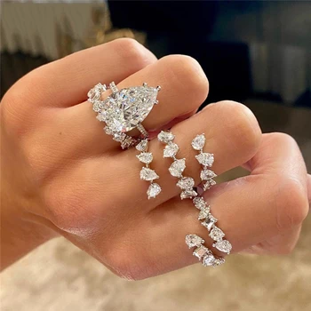 Women's 3-Layer Irregular Zirconia Open Ring 2