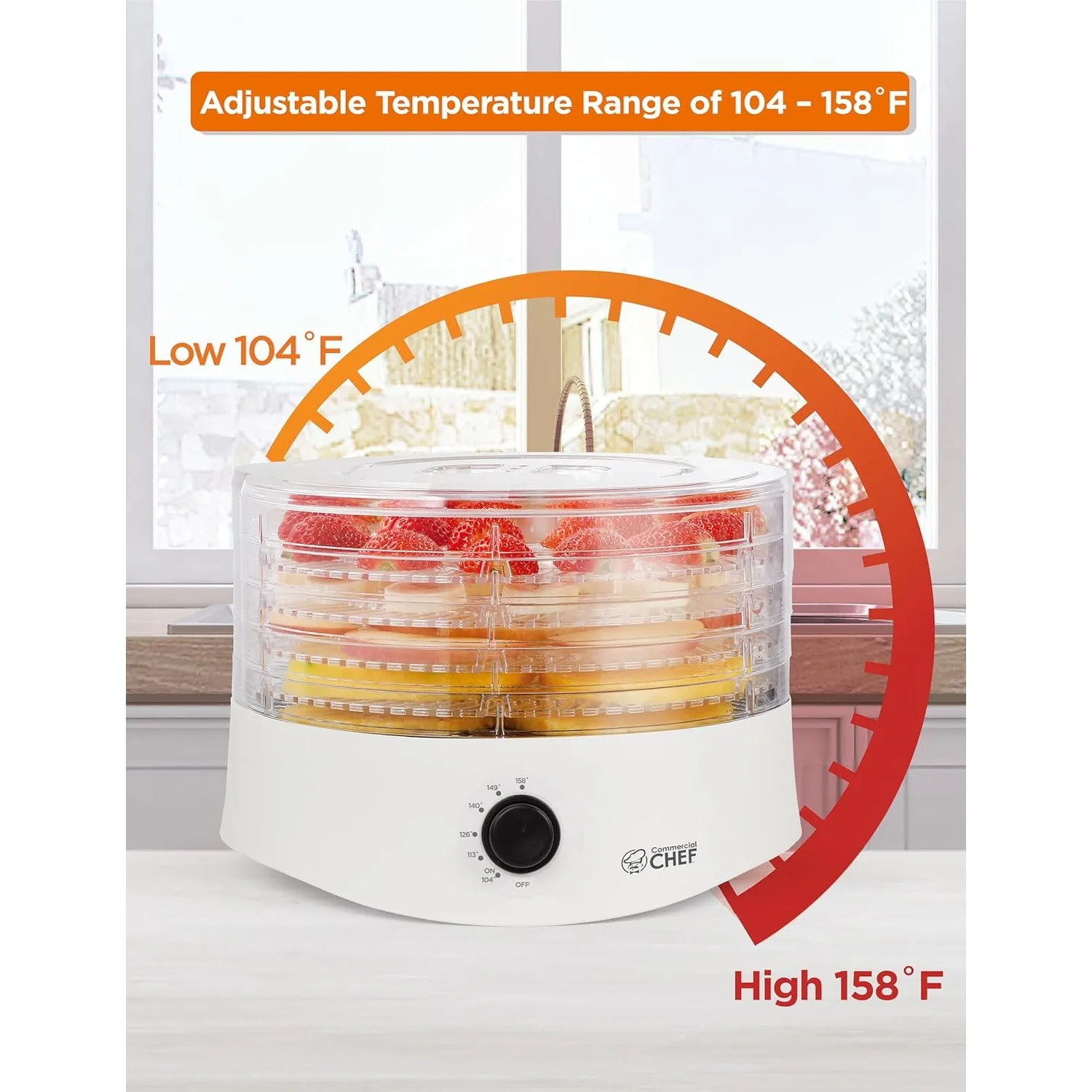 Food Dehydrator,  for Food & Jerky, 280W Meat Dehydrator Machine for Dehydrated Foods w/ 5 Drying Racks White 5