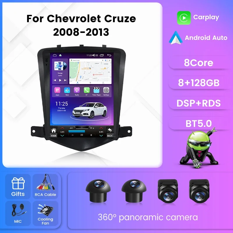 

For Тесла Стиль Экран автомагнитола 2дин android For Шевроле Круз J300 For Chevrolet Cruze J300 2008 - 2014 магнитола для авто GPS мультимедиа Штатная магнитола устройство до 8-ЯДЕР, до 8 + 128ГБ Карплей Андроид Авто