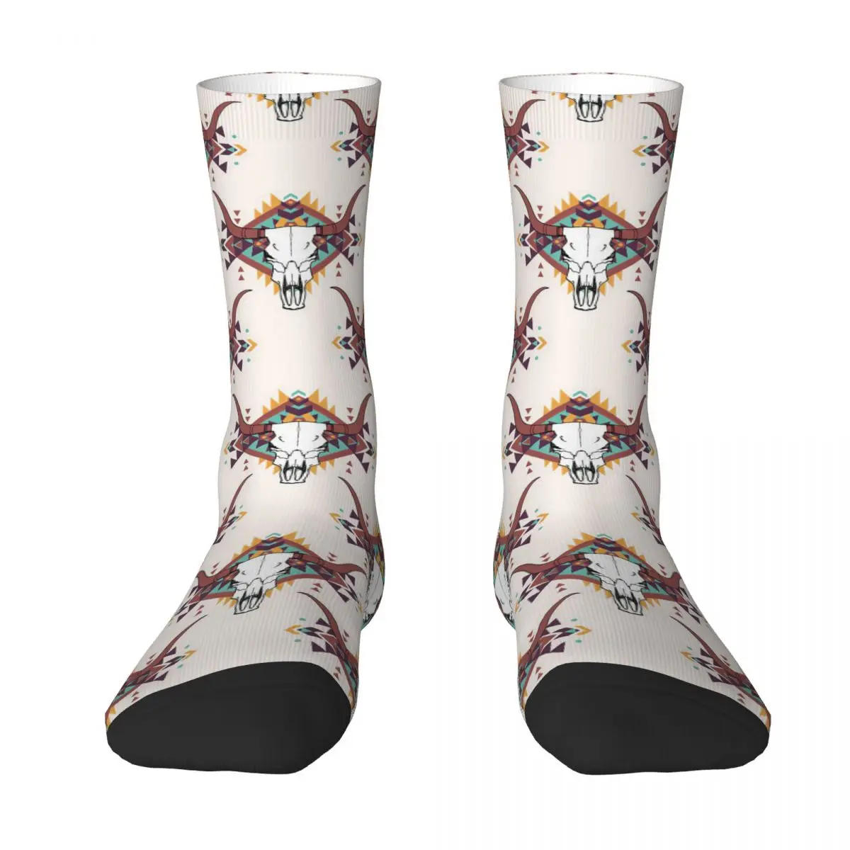 Tribal Ethnic Seamless Pattern With Bull Skull Adult Socks,Unisex socks,men Socks women Socks