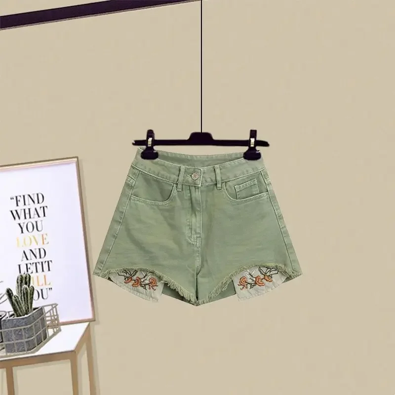 Denim shorts one-piece