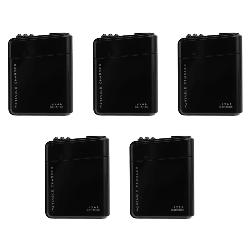 

5X Black 4X AA аккумулятор, Портативное аварийное зарядное устройство USB для сотового телефона