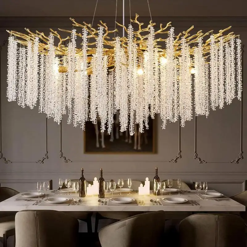 Modern Luxury Gold Led Crystal Chandelier For Bedroom Living Room Dining Room Lounge Ceiling Crystal Branch Round Chandeliers