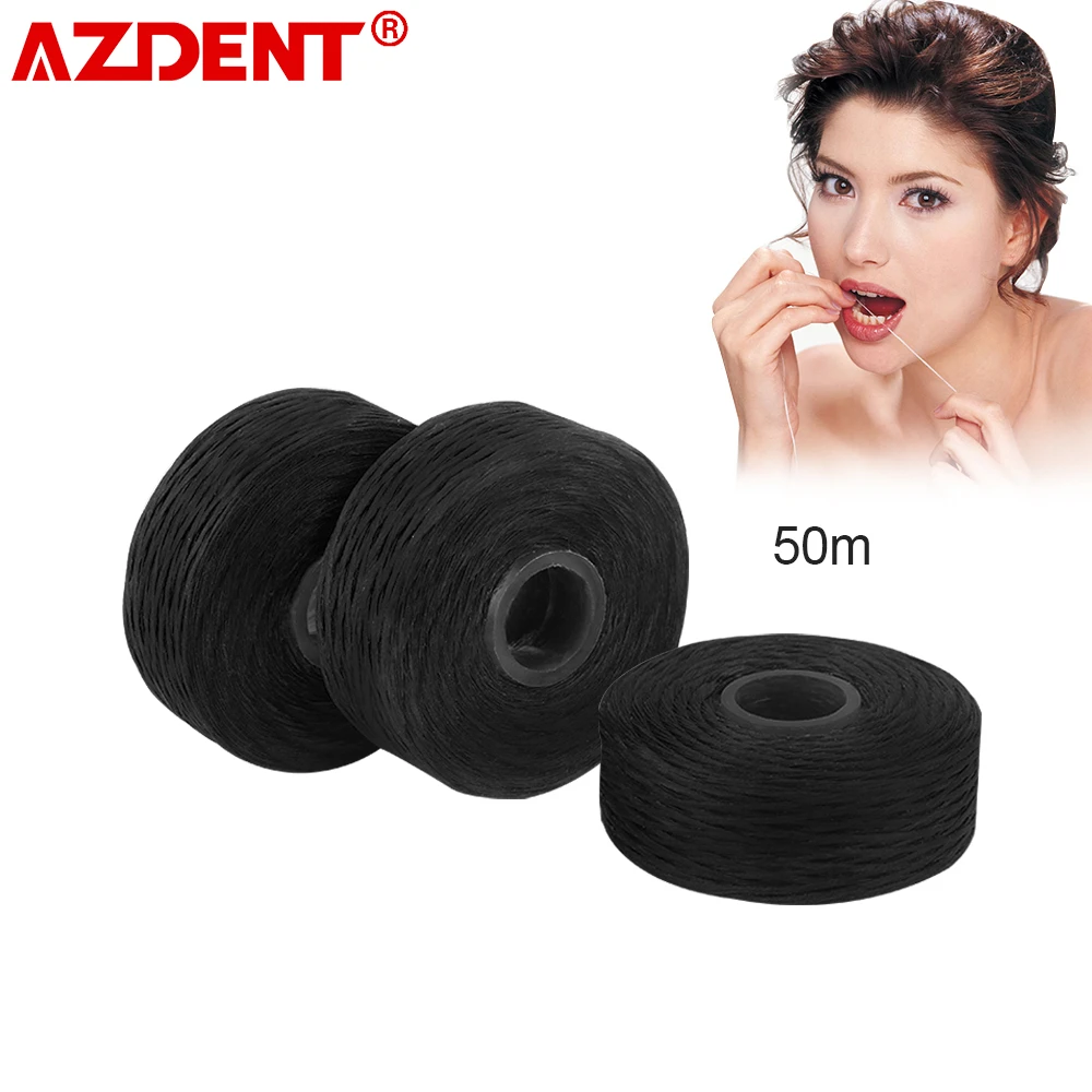 AZDENT Hot 20 Rolls 50M Oral Care Dental Flosser Bamboo Charcoal PP Line Built-in Spool Wax Mint Flavor Flat Wire Tooth String