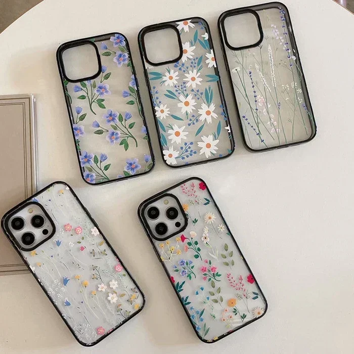 

2.0 Version Acrylic Upgrade Border Flower Leaf Phone Case Cover for IPhone 11 12 13 14 15 Pro Max Case for IPhone 15 Pro Max