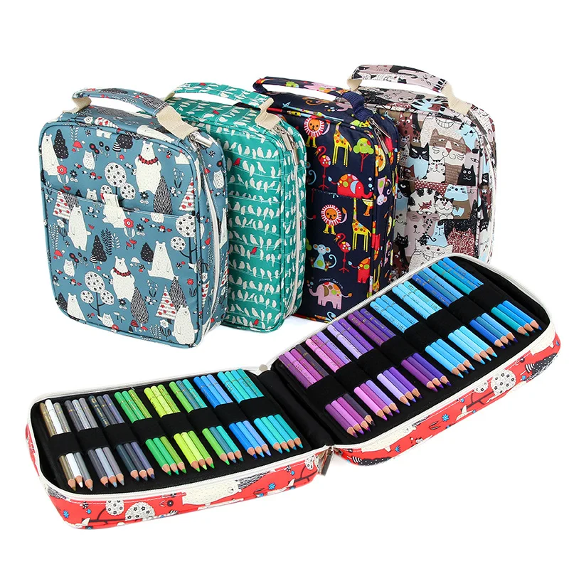 

150 Slots Colored Pencil Case Pencil Holder Pen Bag Large Capacity Pencil Organizer with Handle Strap Handy Colored Pencil Box