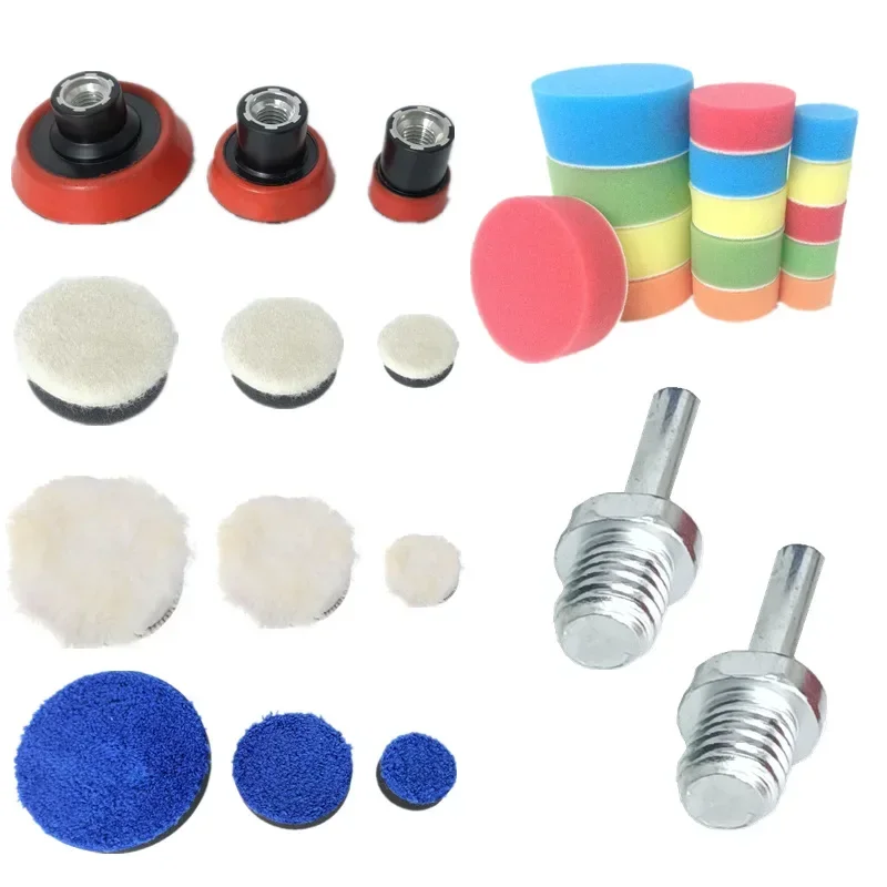 29Pcs Car Foam Drill Polishing Pad Kit 1.2/2/3 Inch Pads Sponge Set Kit M14 Drill Adapter Power Tool Car Polisher