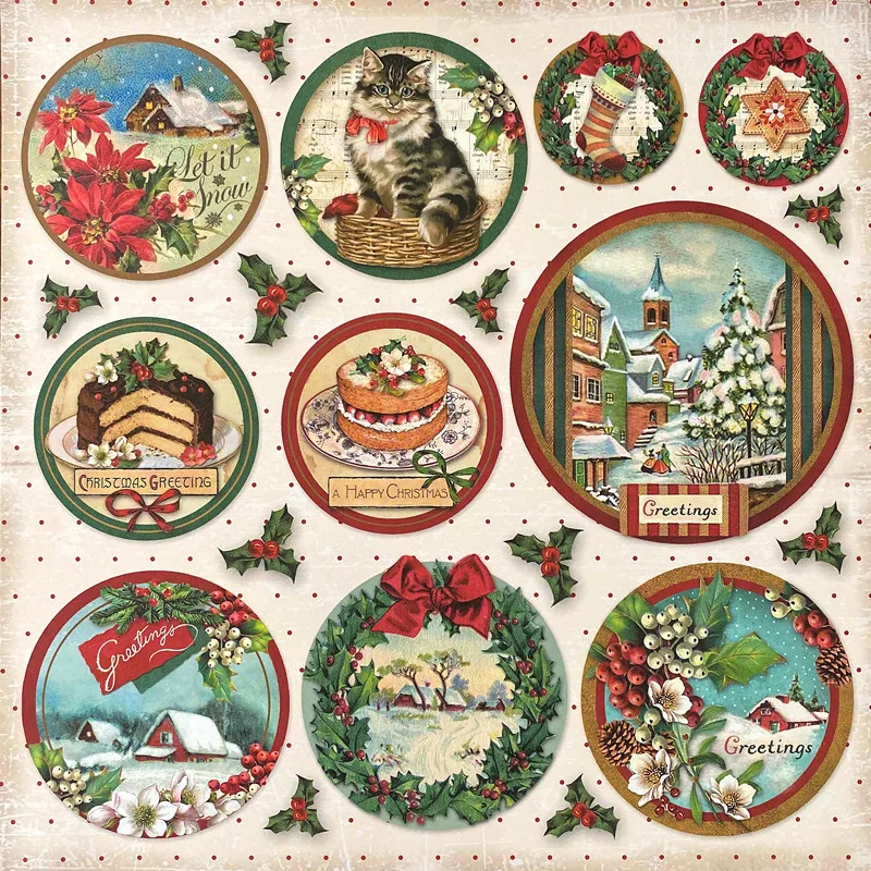 Vintage Christmas Series Stickers Junk Journal Diary Planner Scrapbooking  Decorative Paper DIY Collage Label Photo Album 2022