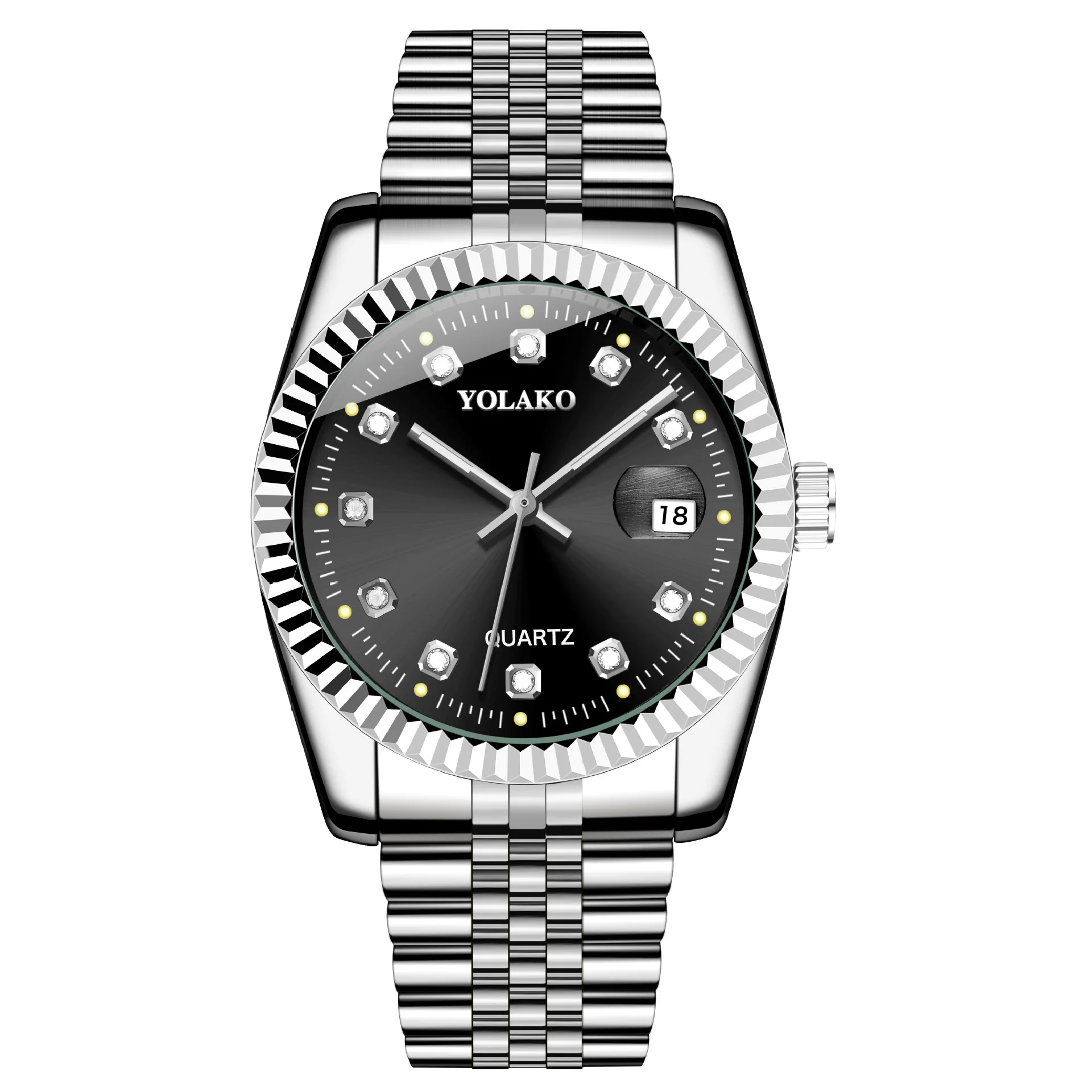 Gold Business Night Light Calendar with Diamond Inlaid Men's and Women's Watches, Couple's Watch, Steel Belt Watch