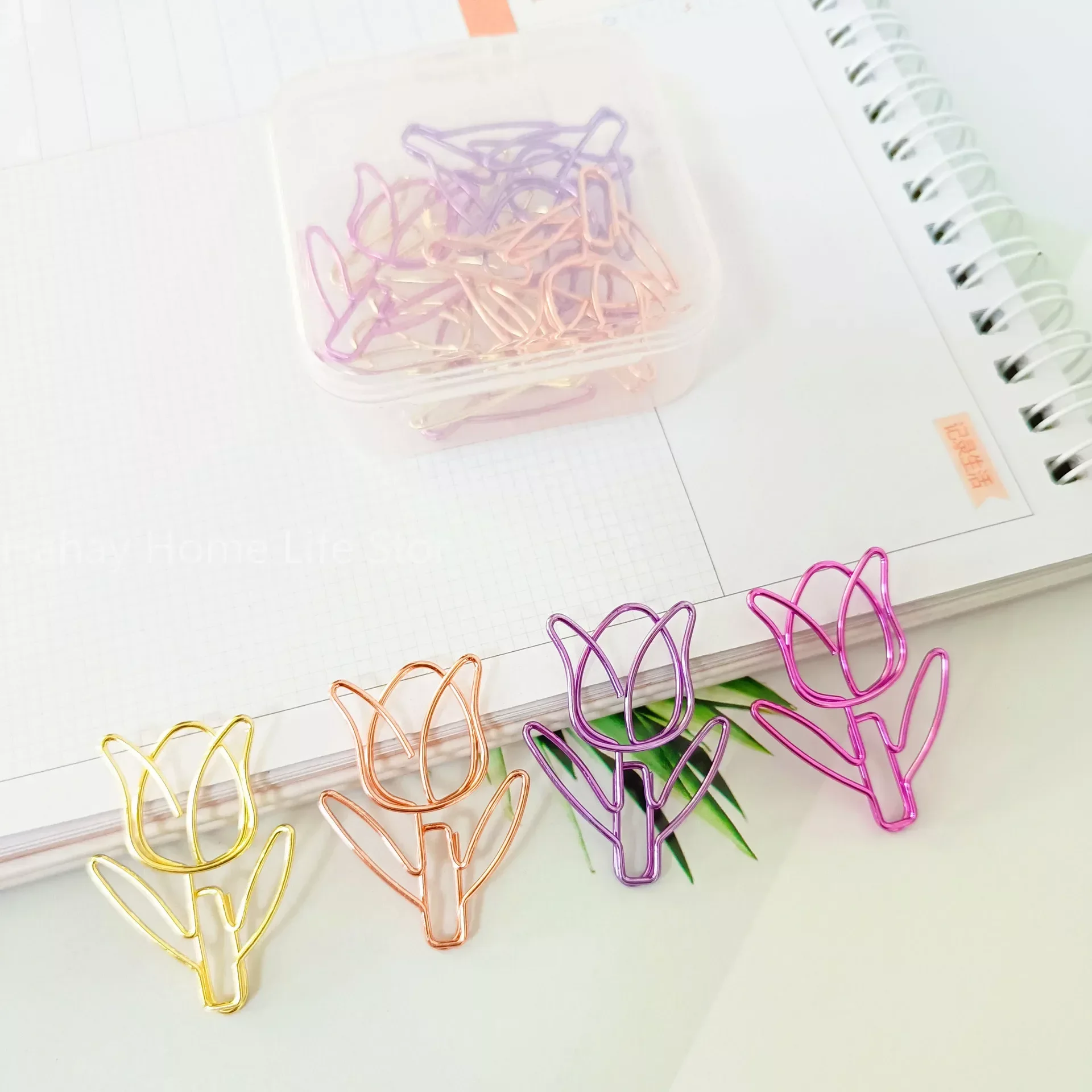 Colored Paper Clips Tulip Shaped Office Stationery Metal Bookmark Holder 1pc