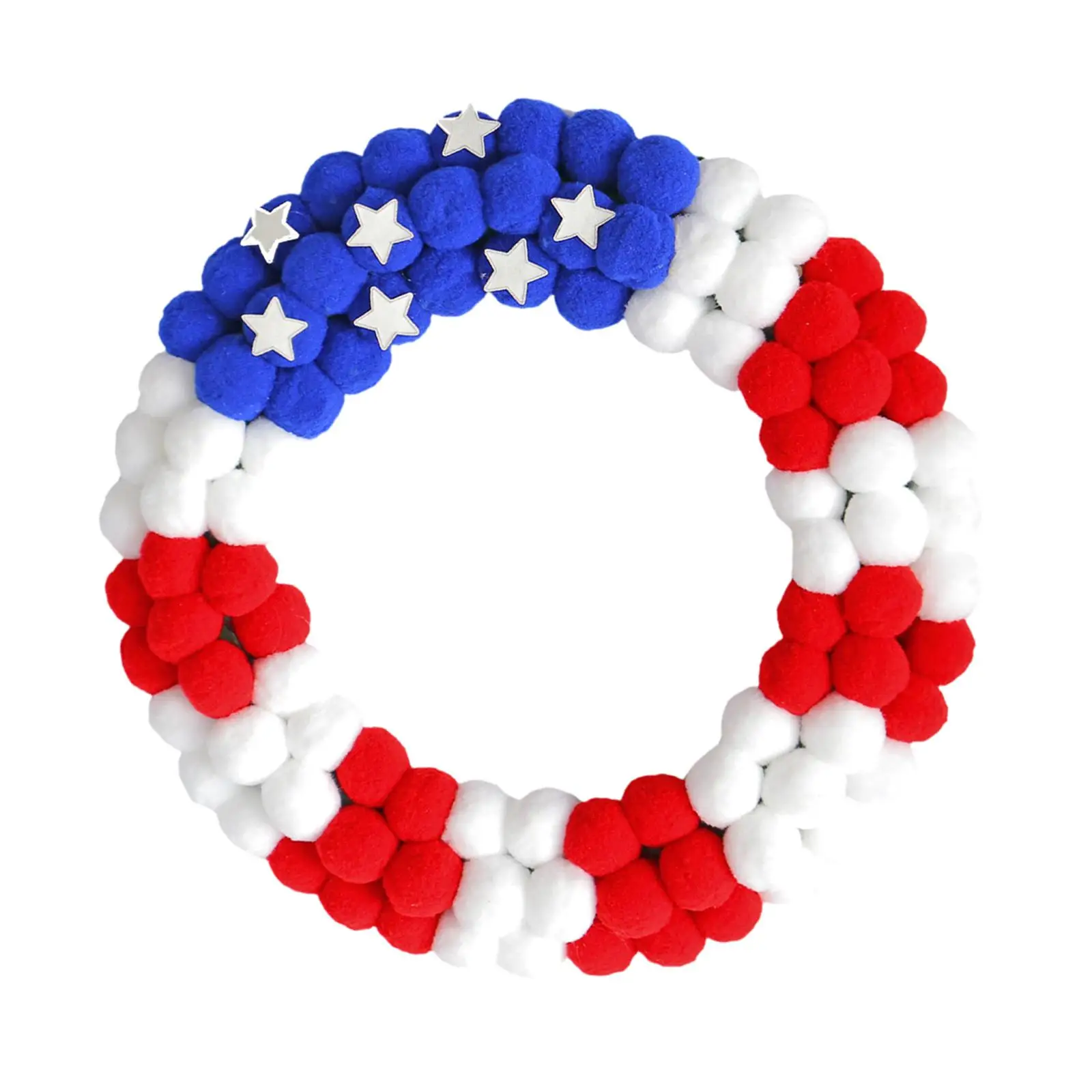 Independence Day Wreath Decorative Handcrafted Ornament Hanging Patriotic Wreath for Wall Festival Party Front Door Decor