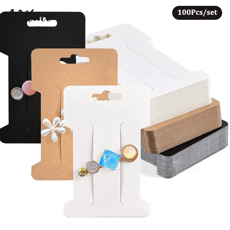 

100pcs Hairpins Display Card Barrettes Packing Cards Kraft Card Cardboard Jewelry Bracelet Headband Rubber Band Self Sealing Bag