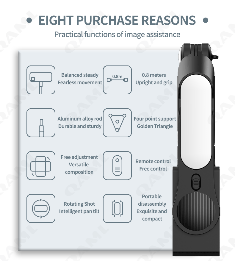 Description Picture 3 of itemHandheld Gimbal Stabilizer for Smartphone 1-Axis with Selfie Stick Tripod Stand Wireless Bluetooth Remote for iPhone Android