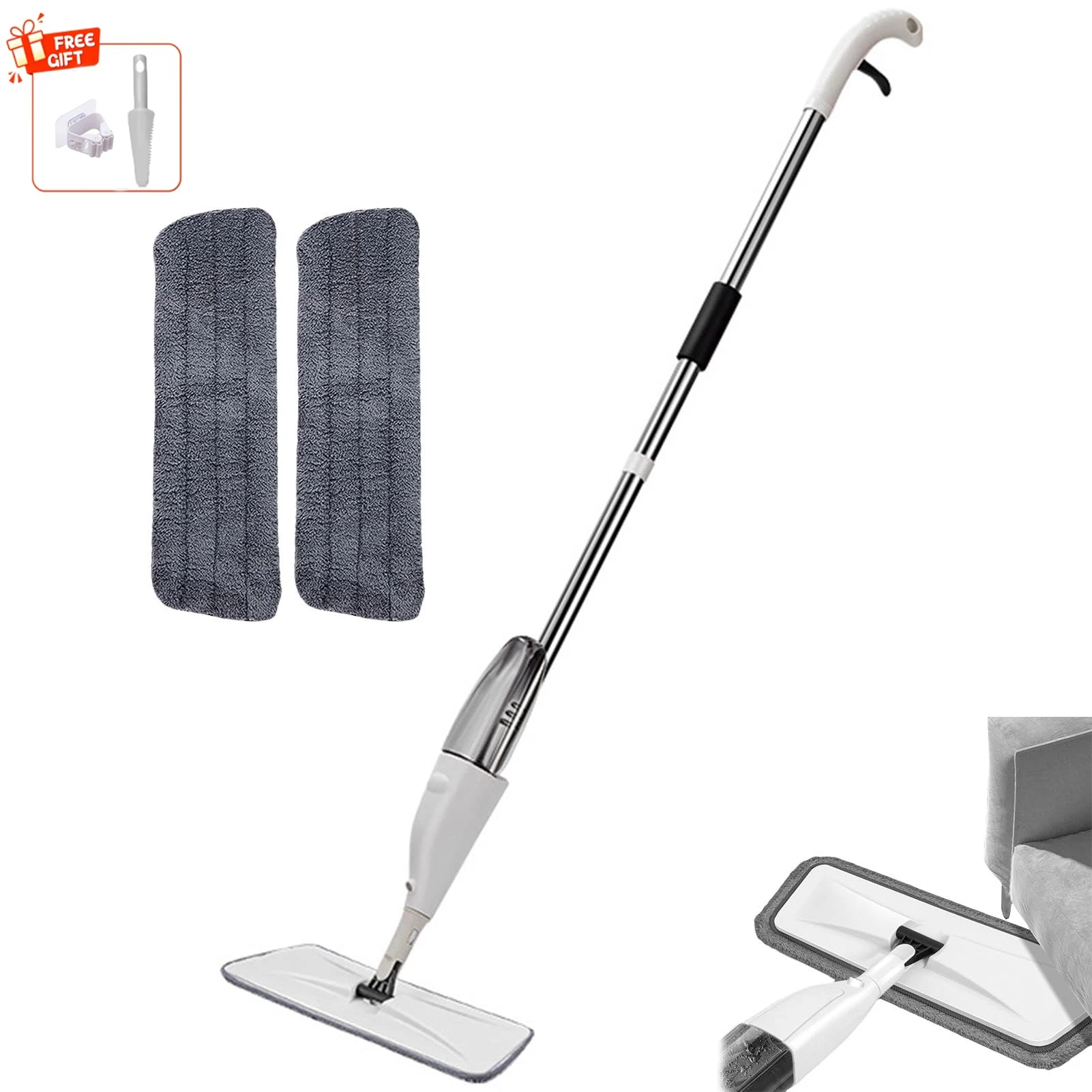 New Spray Mop Broom Set with Reusable Microfiber Pads Rotating Dry & Wet Household Flat Mops for Cleaning Home Floor Magic Tool 1