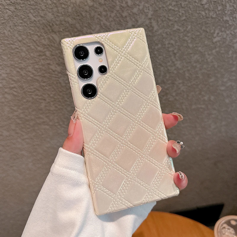 Luxurious Rhombus Leather Phone Case - Premium Protective Back Cover