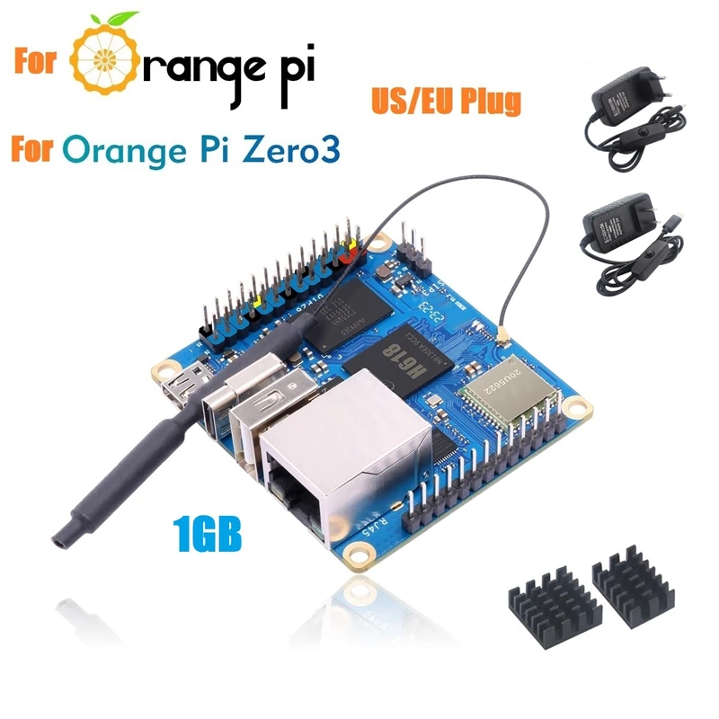 

Для Orange Pi Zero 3 макетная плата 1 Гб + радиатор H618 Wifi5 + BT 5,0 для Android 12 Debian12 Ubuntu22.04 Легкая установка вилка стандарта США