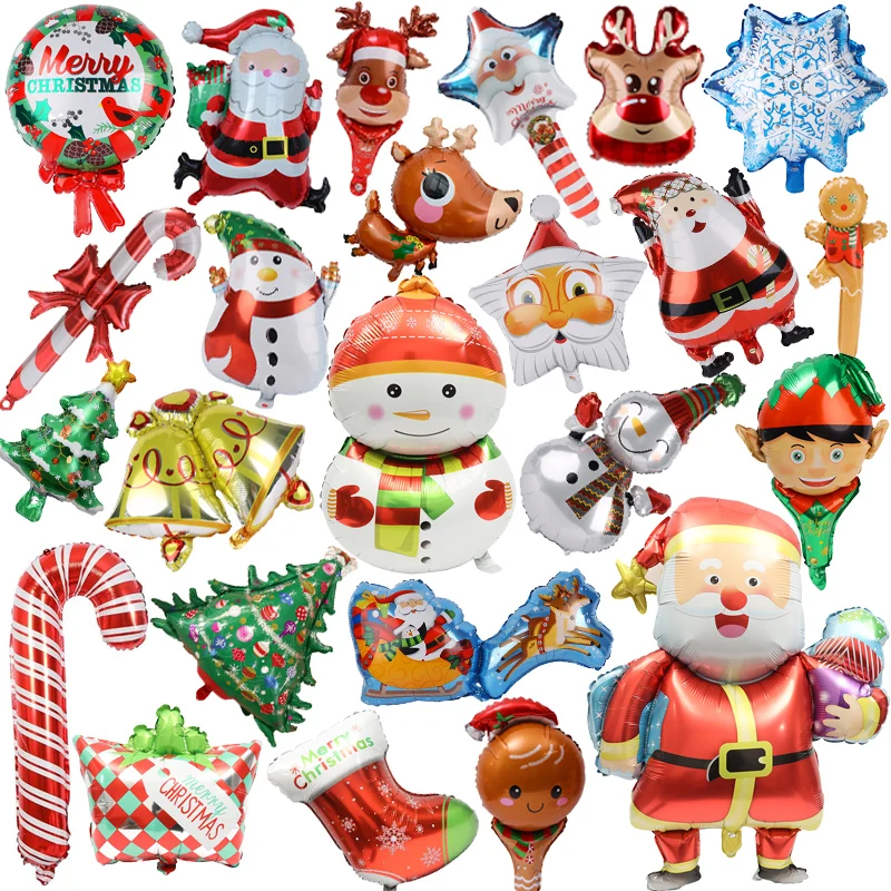 

Рождественские воздушные шары из алюминиевой фольги, детские игрушки, шары из фольги в виде Санта-Клауса, снеговика, рождественской елки, праздничные украшения, шары, новогодние подарки