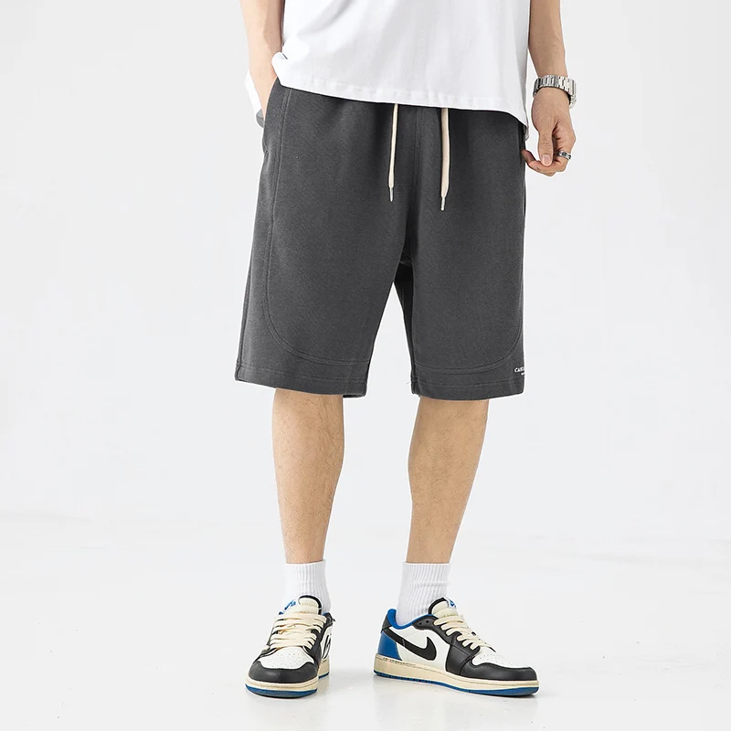 Fashion Spliced Lace Up Printed High Waist Knee Shorts Men's Clothing 2024 Summer New Loose Elastic Solid Color Casual Shorts