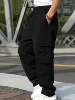 2024 Spring/Summer New Men's Fashion Casual Pants Solid Color Drawstring Multi Pocket Sports Running Straight Work Pants 6