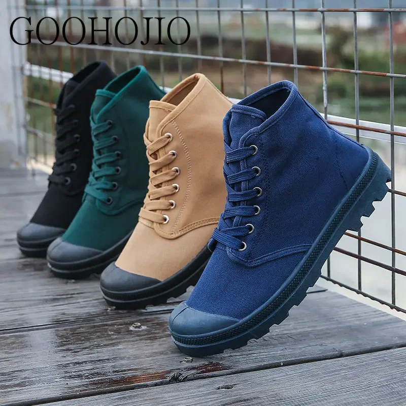 Fashion Male Flats Men Designer Vulcanize Shoes Waterproof Sneakers Men High Top Shoes Canvas Lace-up Men Casual Shoes Daily 5